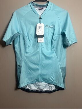 Santic Light Blue Short Sleeve Cycling Jersey Medium